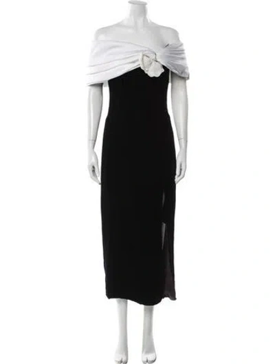 Pre-owned Bergdorf Goodman Off-the-shoulder Long Dress In Black