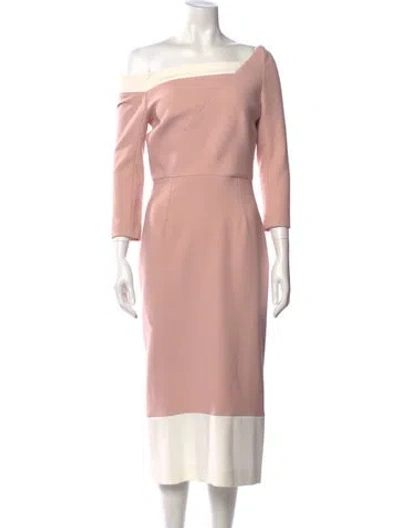 Pre-owned Bergdorf Goodman One-shoulder Midi Length Dress In Pink