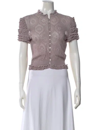 Pre-owned Bergdorf Goodman Patterned Short Sleeve Top In Purple