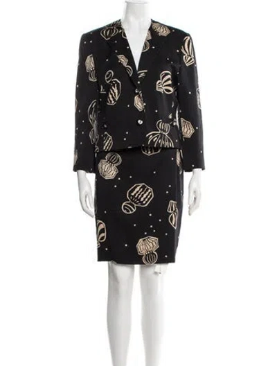 Pre-owned Bergdorf Goodman Patterned Skirt Set In Black