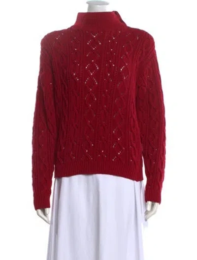Pre-owned Bergdorf Goodman Patterned Turtleneck Sweater In Red