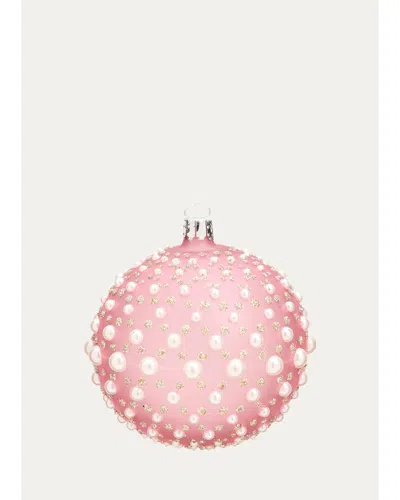 Bergdorf Goodman Pearly & Glitter-embellished Pink Ball Christmas Ornament In Multi