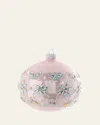 Bergdorf Goodman Pink Rhinestone Flowers Ball Ornament In Pink