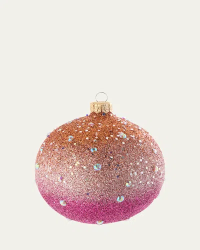 Bergdorf Goodman Pink/orange Ombre Glitter Ball Ornament