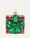 Bergdorf Goodman Plaid Present Christmas Ornament In Green