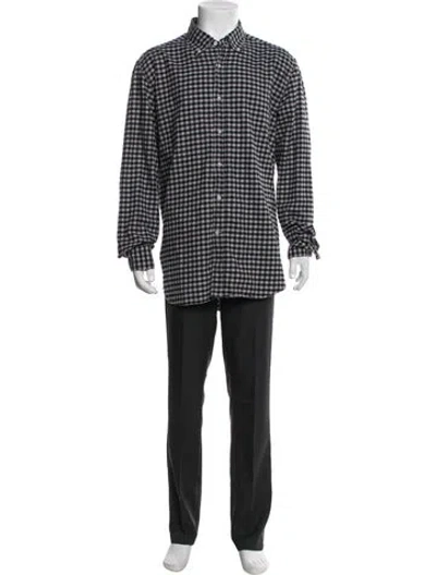Pre-owned Bergdorf Goodman Plaid Print Long Sleeve Shirt In Gray