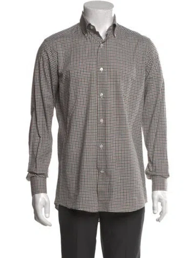 Pre-owned Bergdorf Goodman Plaid Print Long Sleeve Western Shirt In Multi