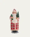 Bergdorf Goodman Plaid Santa With Christmas Tree In Red