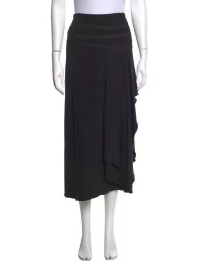 Pre-owned Bergdorf Goodman Pleated Accents Midi Length Skirt In Black