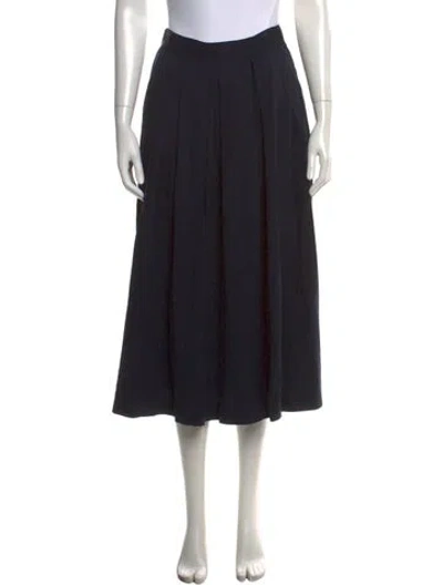 Pre-owned Bergdorf Goodman Pleated Accents Midi Length Skirt In Black