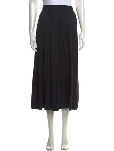 Pre-owned Bergdorf Goodman Pleated Accents Midi Length Skirt In Black