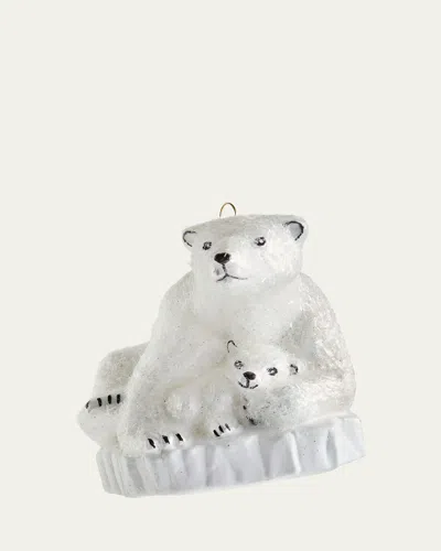 Bergdorf Goodman Polar Bear With Baby Christmas Ornament In White