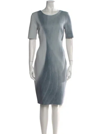 Pre-owned Bergdorf Goodman Printed Knee-length Dress In Blue