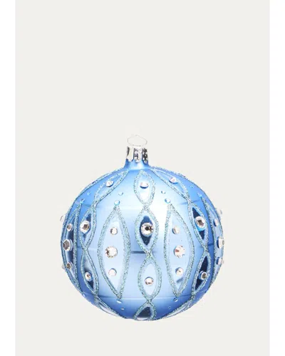 Bergdorf Goodman Rhinestone Blue Ball Christmas Ornament