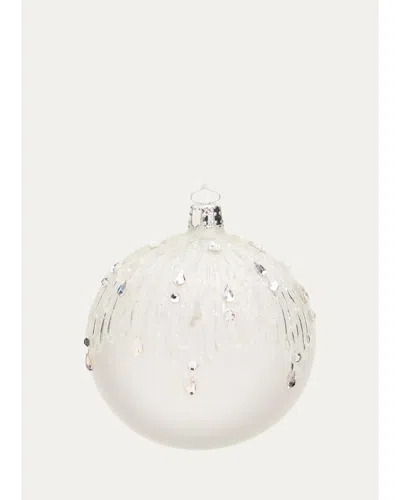 Bergdorf Goodman Rhinestone Frost Ball Christmas Ornament In Silver
