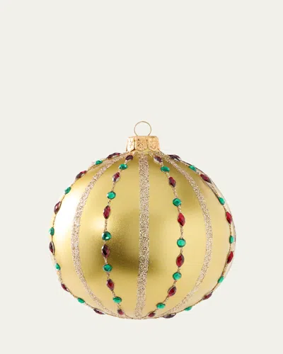 Bergdorf Goodman Rhinestoned Metallic Gold Ball Ornament