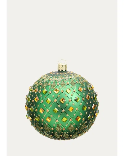Bergdorf Goodman Rhinestone-embellished Glass Ornament In Green
