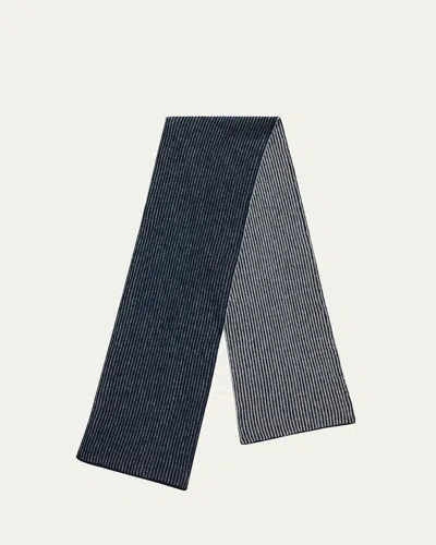 Bergdorf Goodman Ribbed Cashmere Scarf, Black