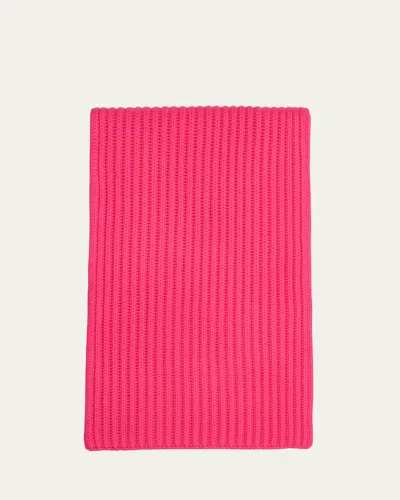 Bergdorf Goodman Ribbed Cashmere Scarf, Black In Pink