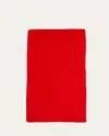 Bergdorf Goodman Ribbed Cashmere Scarf, Black In Red