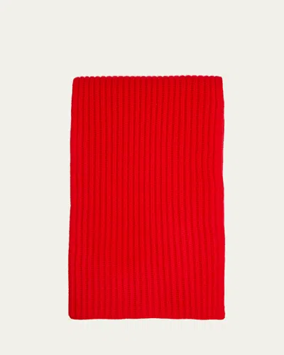 Bergdorf Goodman Ribbed Cashmere Scarf, Black In Red