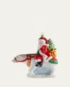 Bergdorf Goodman Santa Riding Polar Bear Christmas Ornament In Multi