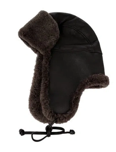 Pre-owned Bergdorf Goodman Shearling Aviator Hat In Brown