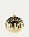 Bergdorf Goodman Shiny Gold Ball Ornament With Black Glitter In Gold
