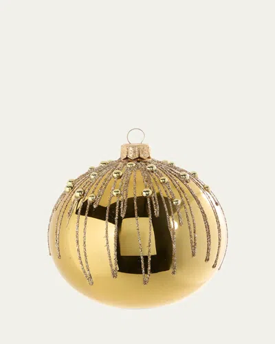 Bergdorf Goodman Shiny Gold Ball Ornament With Gold Glitter