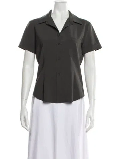 Pre-owned Bergdorf Goodman Short Sleeve Button-up Top In Gray