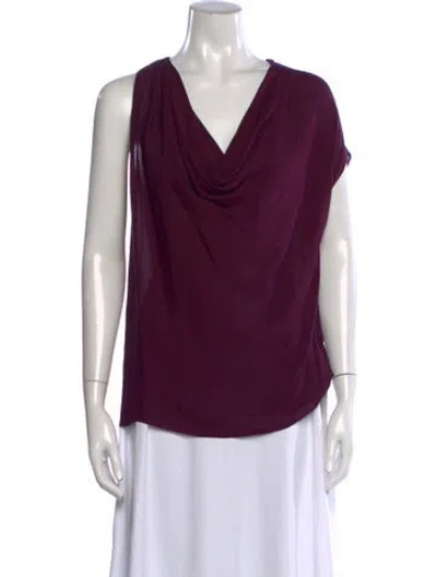 Pre-owned Bergdorf Goodman Silk Cowl Neck Top In Purple