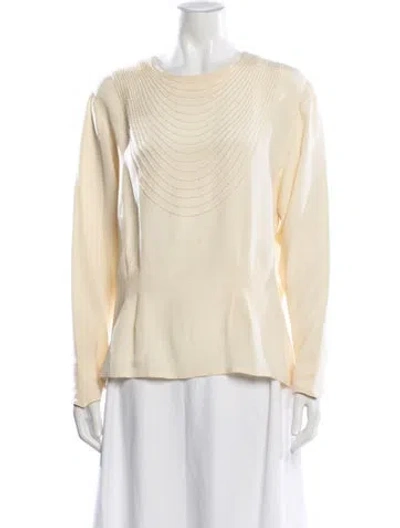 Pre-owned Bergdorf Goodman Silk Crew Neck Blouse In Neutral