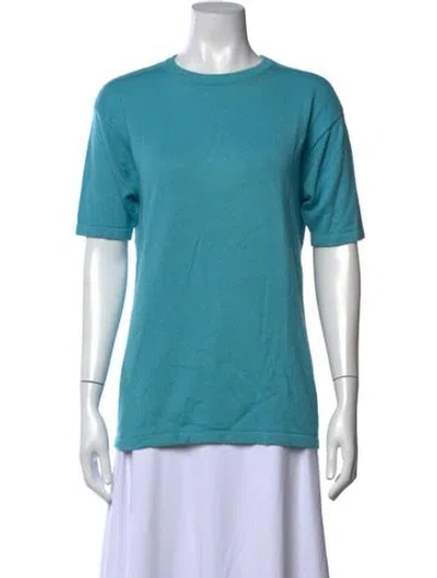 Pre-owned Bergdorf Goodman Silk Crew Neck Sweater In Blue