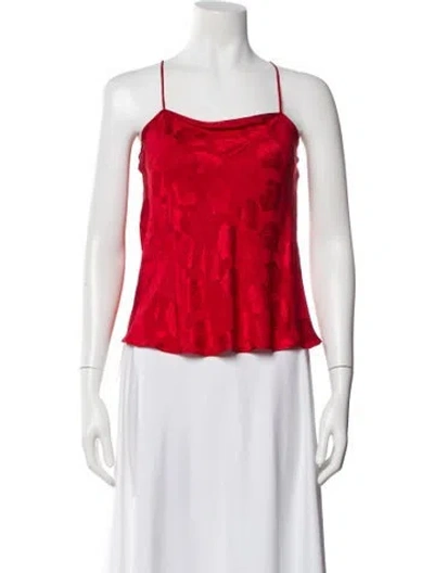 Pre-owned Bergdorf Goodman Silk Floral Print Top In Red