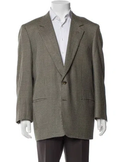 Pre-owned Bergdorf Goodman Silk Houndstooth Print Vest In Green