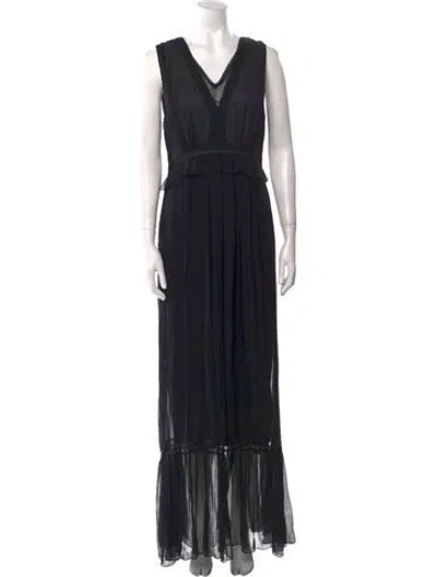 Pre-owned Bergdorf Goodman Silk Long Dress In Black