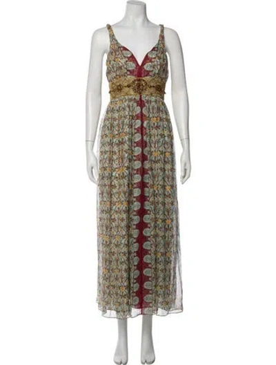Pre-owned Bergdorf Goodman Silk Long Dress In Green