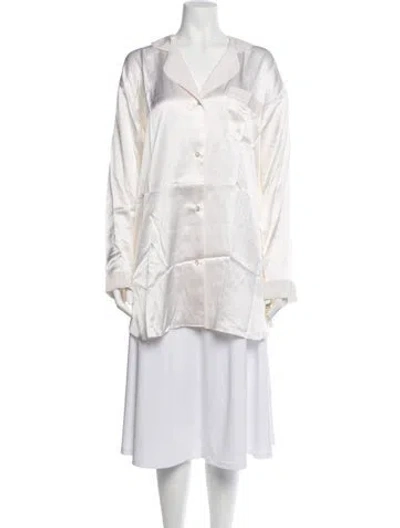 Pre-owned Bergdorf Goodman Silk Long Sleeve Button-up Top In Pink