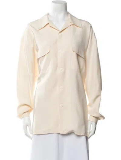 Pre-owned Bergdorf Goodman Silk Long Sleeve Top In Neutrals