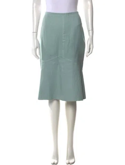 Pre-owned Bergdorf Goodman Silk Midi Length Skirt In Green