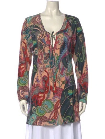 Pre-owned Bergdorf Goodman Silk Paisley Print Tunic In Multi