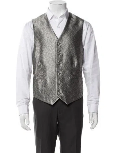 Pre-owned Bergdorf Goodman Silk Patterned Vest In Black