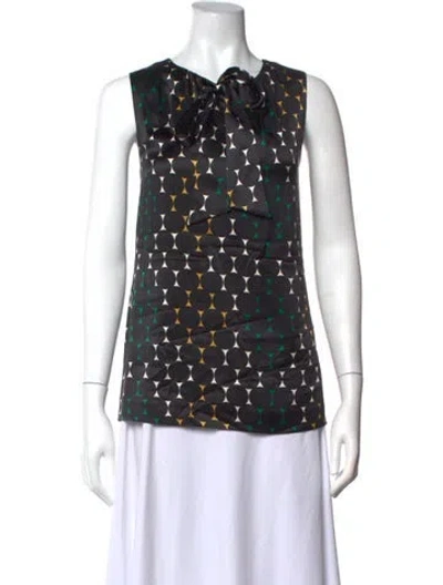 Pre-owned Bergdorf Goodman Silk Polka Dot Print Top In Black