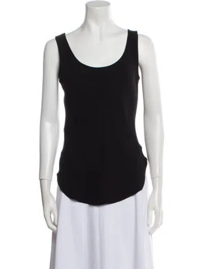 Pre-owned Bergdorf Goodman Silk Scoop Neck Top In Black