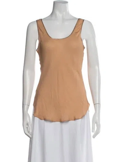 Pre-owned Bergdorf Goodman Silk Scoop Neck Top In Neutrals
