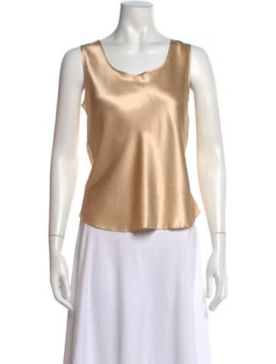 Pre-owned Bergdorf Goodman Silk Scoop Neck Top In Pink