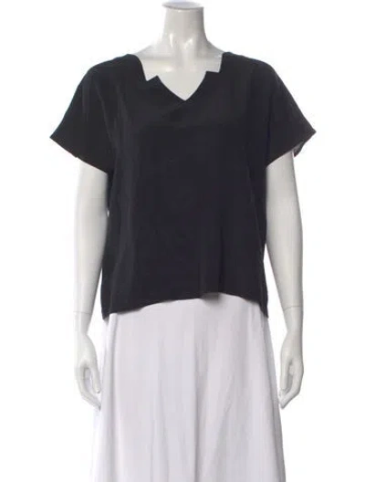 Pre-owned Bergdorf Goodman Silk V-neck Top In Black