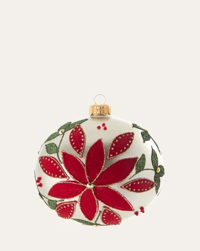 Bergdorf Goodman Silver Metallic Poinsettia Ball Ornament In Multi