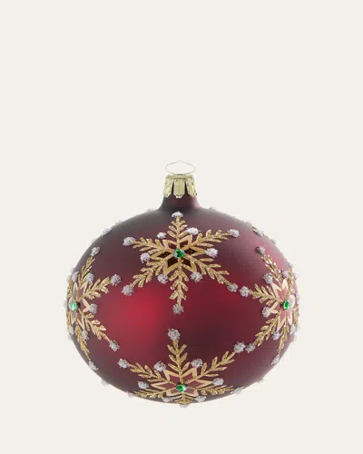 Bergdorf Goodman Snowflakes Dark Red Ball Ornament In Brown