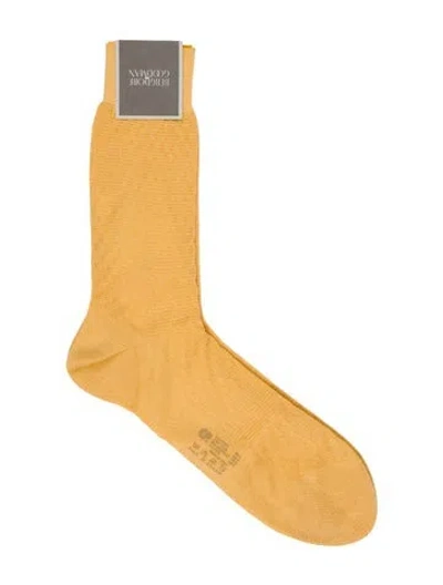 Pre-owned Bergdorf Goodman Solid Socks W/tags In Yellow